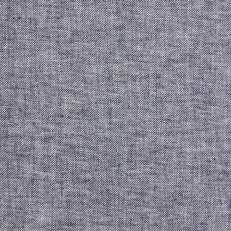 Mezcla de lino y algodón Espina de pescado – azul marino,  image number 1