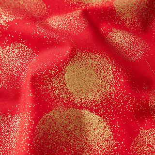 Tela de algodón Popelina Bolas de Navidad de polvo de oro – chili/dorado, 