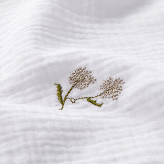Muselina/doble arruga Flores bordadas – blanco, 