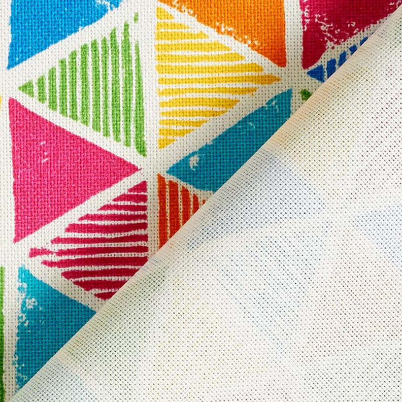 Tela decorativa Panama media Triángulos de colores – blanco,  image number 4