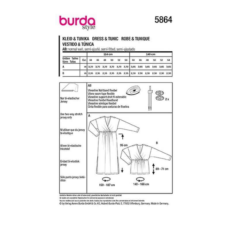 Vestido / Túnica de talla grande | Burda 5864 | 44-54,  image number 9