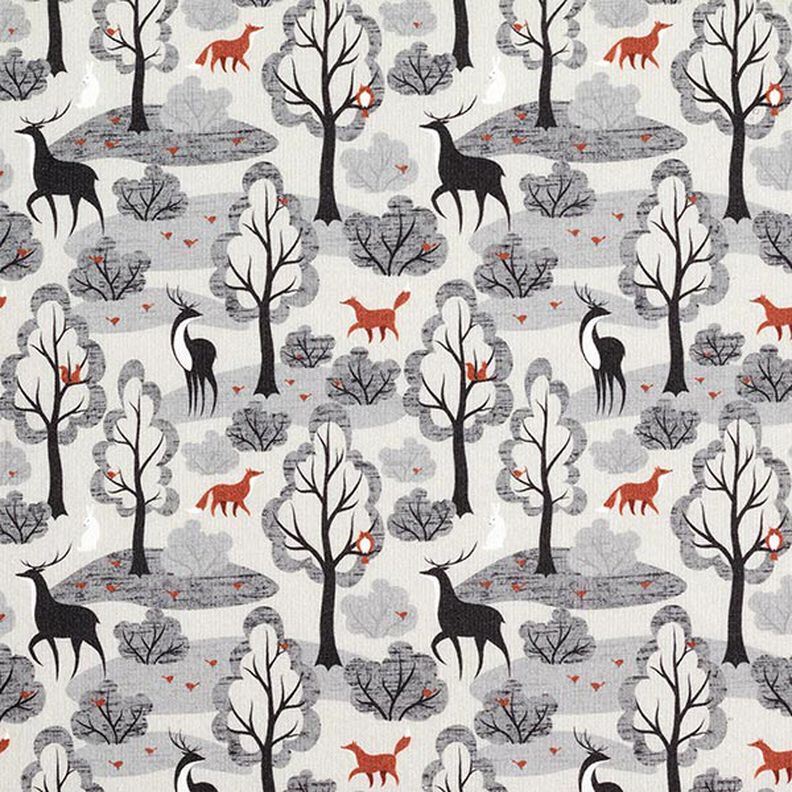 Sudadera Rugosa Animales del bosque abstracto Impresión digital – gris brumoso,  image number 1