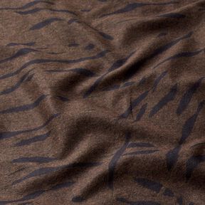 Tela de jersey romaní Rayas abstractas rugosas – marrón negro, 