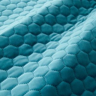 Tela de tapicería Terciopelo acolchado en diseño de panal – petroleo, 
